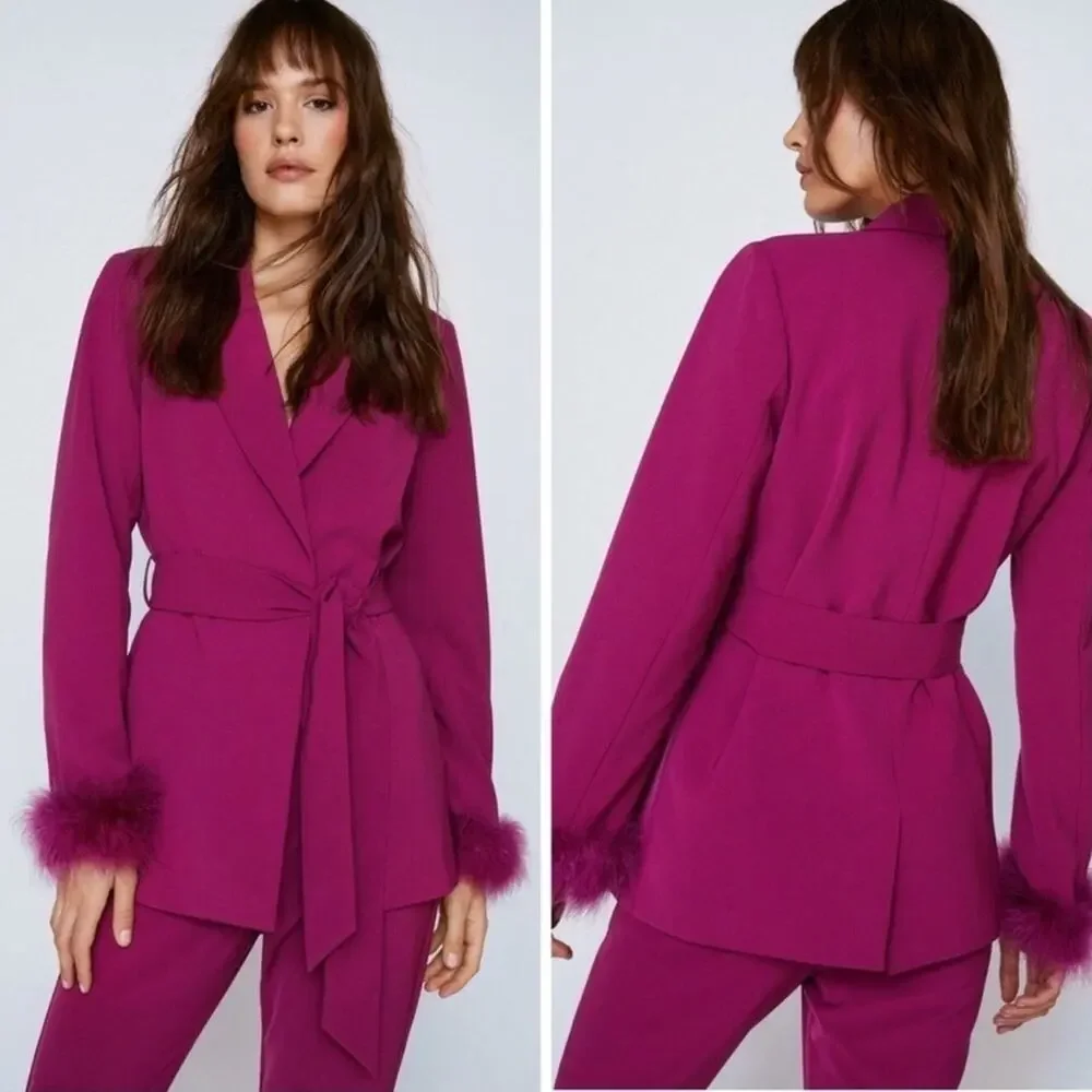 Nasty Gal plus size pink blazer jacket with tie waist, size 22 - Picture 6 of 6